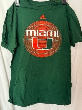 adidas Green Miami Hurricanes Basketball Graphic Tee